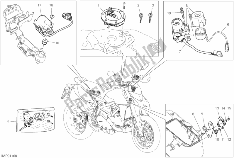 Todas las partes para 12d - Dispositivos Eléctricos de Ducati Hypermotard 950 Thailand 2019